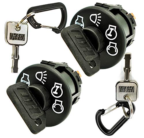 HD Switch - 2 Pack - 532175566 532163968 583068901 175566 163968 Starter Ignition Switch fits Husqvarna AYP Craftsman Poulan w/ 2 Umbrella Keys, 2 Spare Keys & 2 Free Carabiners