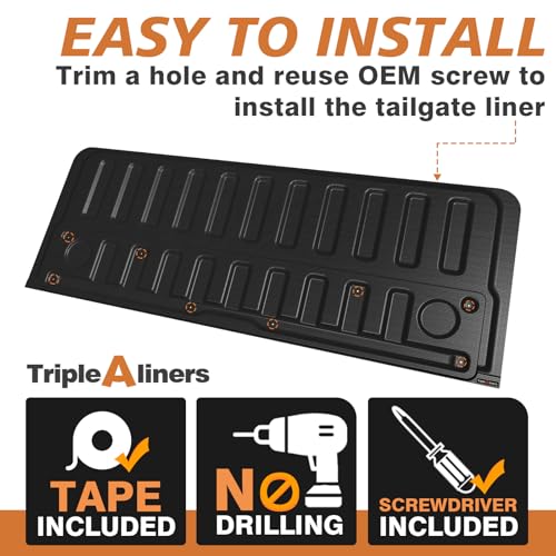 Image of TripleAliners Truck Mat Compatible with 2019-2026 Ram 1500 Power Tailgate-Release&Standard Tailgate Accessories, Tailgate Mat Custom Fit All Weather Pickup Liner, Not Classic /Multifunction /Power Ver.