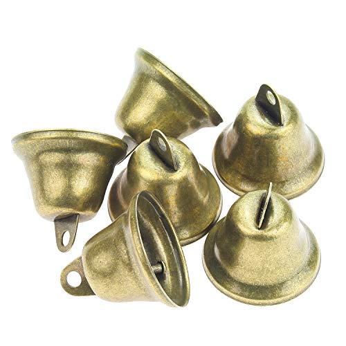 Powlankou 40 Pieces 38mm/1.5inch Vintage Jingle Bells Bronze Tone Bells Brass Bell Hangings