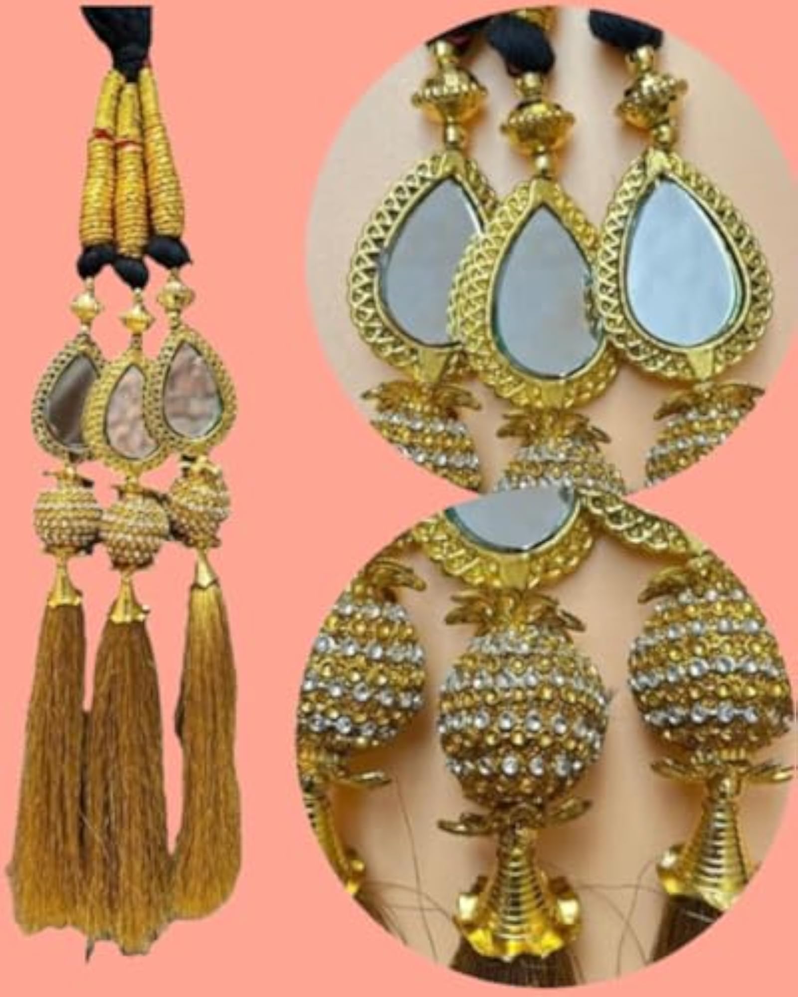 Mirror Design Paranda Parandi Braid Tassles Hair Accessory