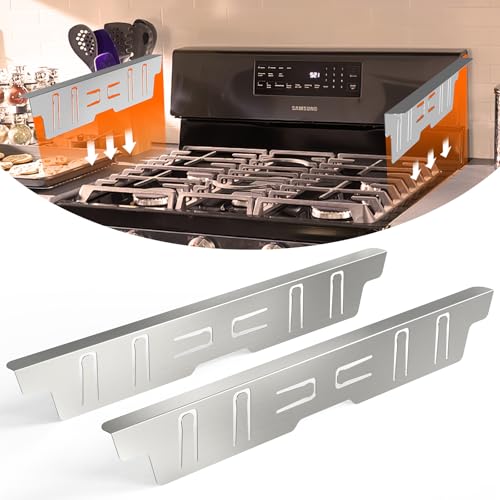 Image of 25.4 inch Oven Guards for Side Stainless Steel Gap Covers, Heat Resistant Slide-in Range Trim Guard Gap Filler Between Oven & Counter Top for Seamless Kitchen Accessories, Gifts for Cooker - Silver
