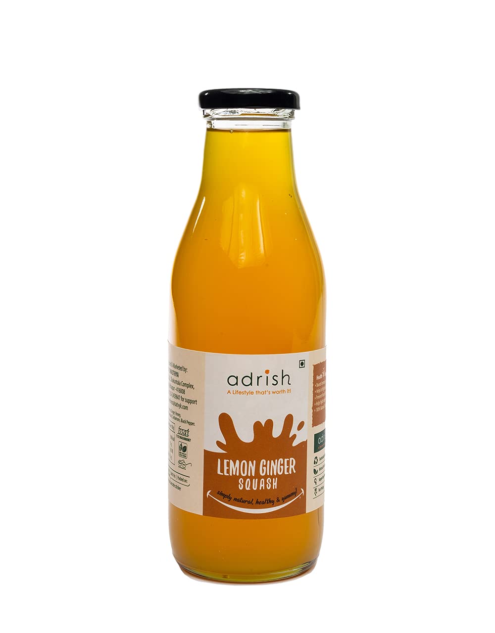 Adrish Zerowaste Lemon Ginger Squash 500ml