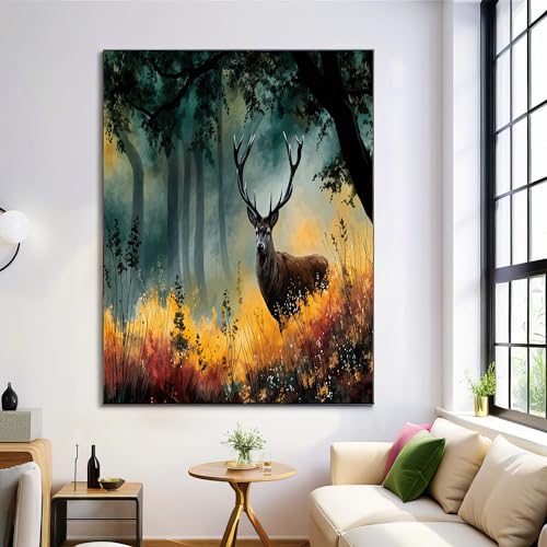 Cuadros para salon de ciervo en el bosque: arte en lienzo para decorar tu dormitorio