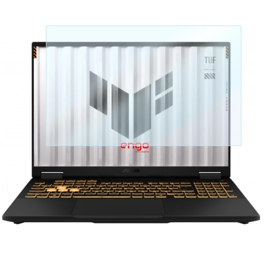 Engo Asus Tuf Gaming F16 16 İnç İle Uyumlu Ekran Koruyucu Notebook, 9h Temperli Kırılmaz Esnek Nano Cam, Çizilmeye Ve Darbeye Dayanıklı Laptop Koruma, Hd Şeffaf 16:10