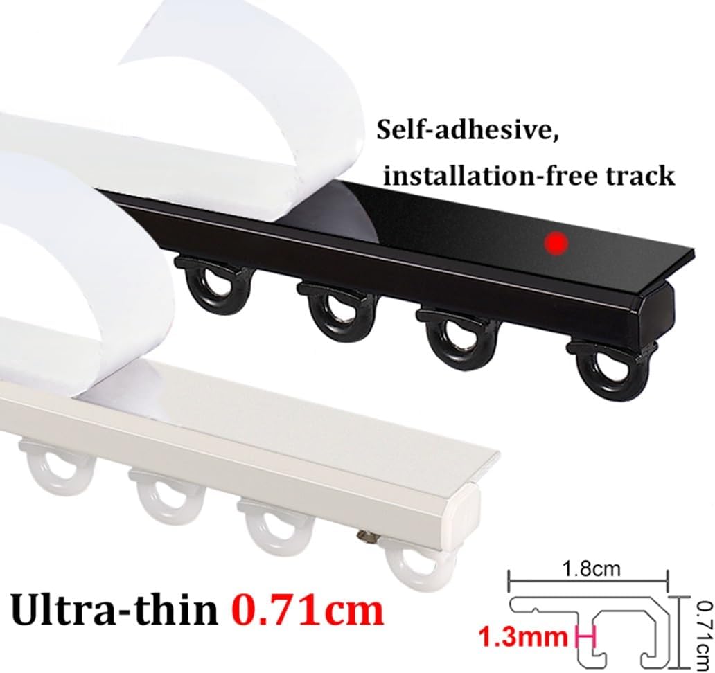 自己接着カーテンレール、ドリル不要、天井または壁取り付けカーテンレール（70〜600cm） - 天井カーテンレール、粘着カーテンロッ