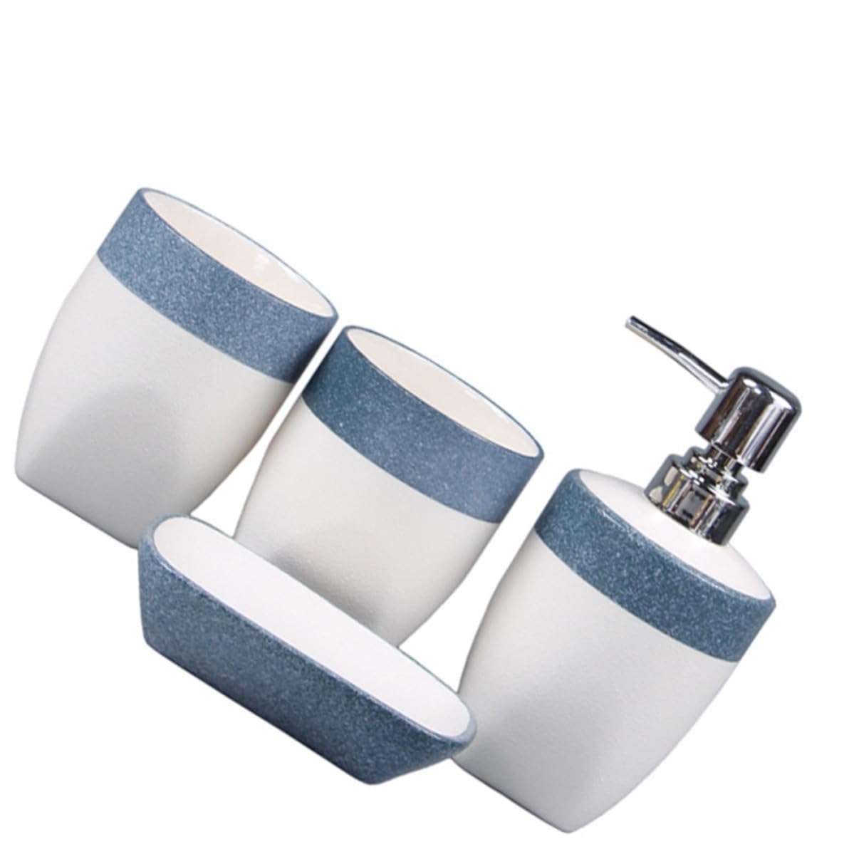 Juego de Accesorios de Baño 4 Piezas de Cerámica Esmaltada con Efecto
