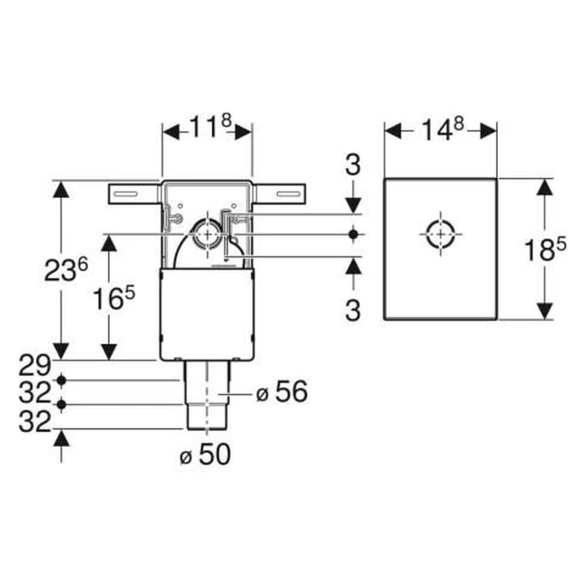 Geberit 151.120.11.1 Unterputz Siphon, für Waschbecken, Anschlussstück, weiß alpin