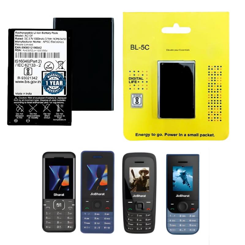 Image of AC10F 1000 Battery for Bharat V2||V3||V4 Phones