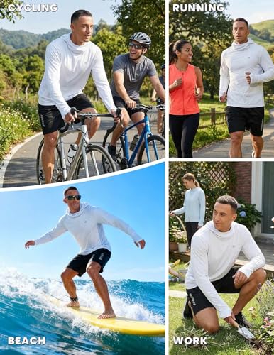 Image of PINSPARK UPF 50+ Sun Protection Hoodie Men with Mask Quick Dry Long Sleeve Fishing Hiking Shirts UV Rash Guard Lightweight