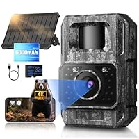 MAXDONE Wildkamera Solar WLAN mit Handyübertragung App - 4K 64MP Wildtierkamera Bluetooth mit Bewegungsmelder Nachtsicht 6000mAh Lithium-Batterie, 32GB SD-Karte, 130° Weitwinkel, IP66