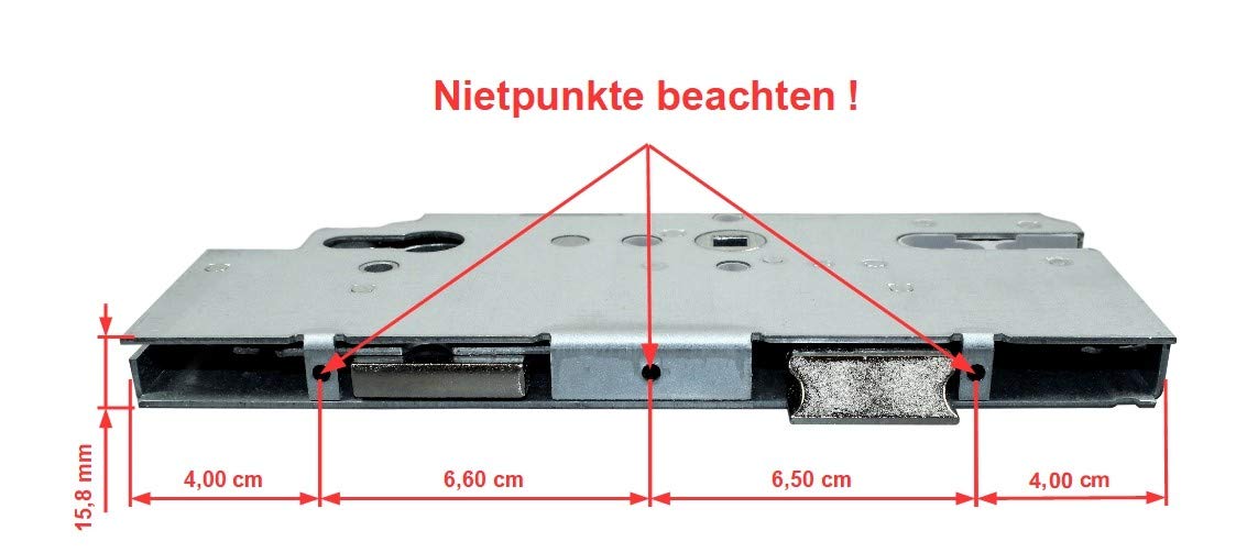 KFV Reparatur Schlosskasten Hauptschloss AS 8772 Dornmaß: 55mm (52mm) / Entfernung: 72mm, incl. SN-TEC® Montagematerial zum Schrauben und Nieten & SN-TEC® Montageanleitung