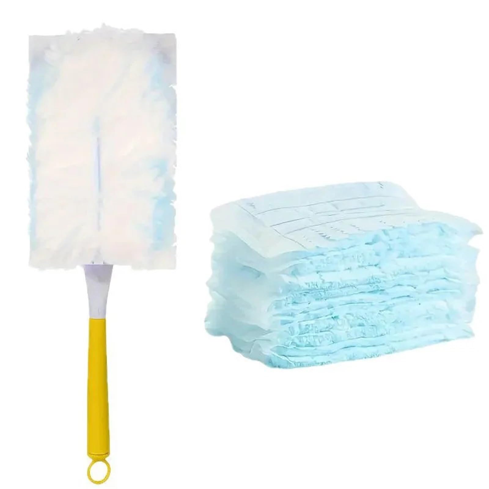 Duster Disposable Duster Dust Replacement Electrostatic Removal Furniture Cleaning Tools Feather(1handle-10clothes)