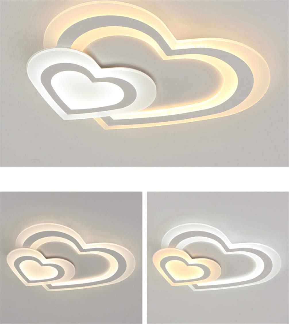 Moderno LED Lámpara de Techo Regulable Niña Chico Niño Dormitorio Plafón Luz de Techo con Mando Distancia, 40W Corazon Diseño Sala Estar Cocina Baño Deco Luz Pantalla de Acrilica L50*W48cm