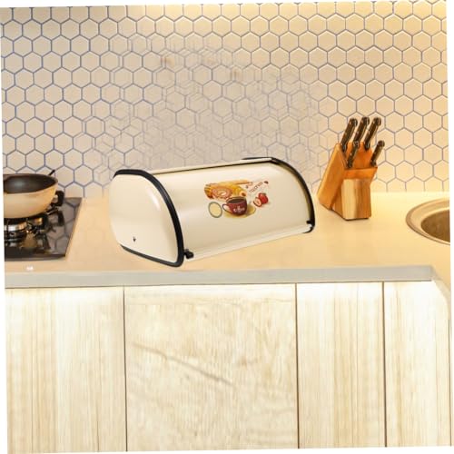 Caja de pan dorada con tapa hermética que optimiza espacio en cocinas 7