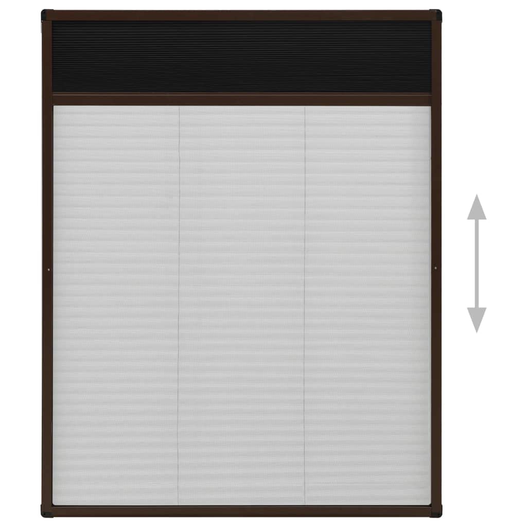 Insektenschutz-Plissee für Fenster 80x100 cm, Insektenschutzgitter aus Aluminium mit Fiberglasgewebe für Dachfenster, Braun