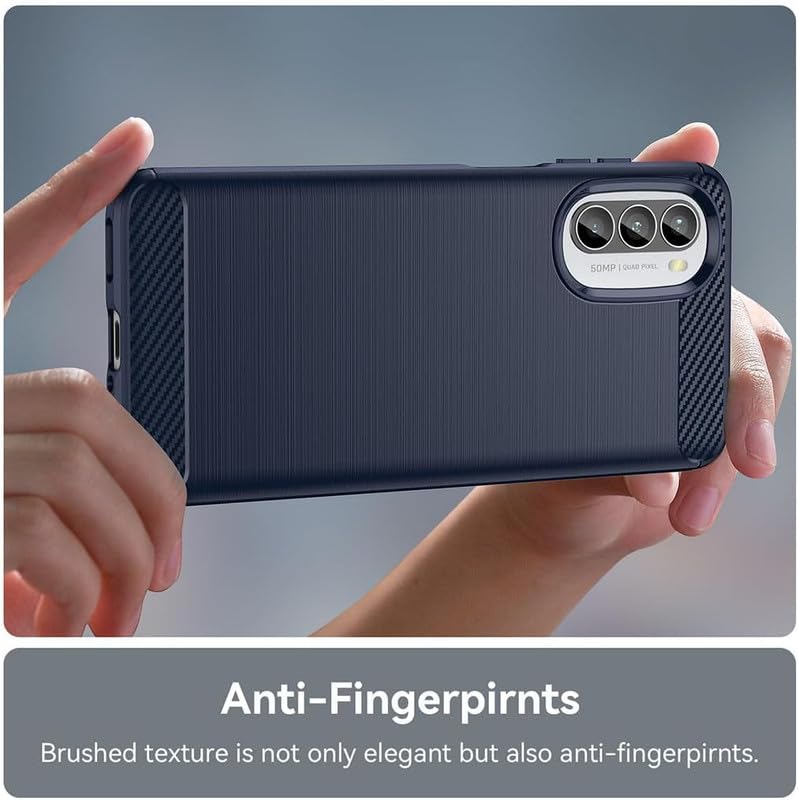 Image of NPRC Hybrid Ultra Slim Protective Case TPU Non-Slip Carbon Fiber Texture Shockproof Case Cover for Moto G82 - Blue
