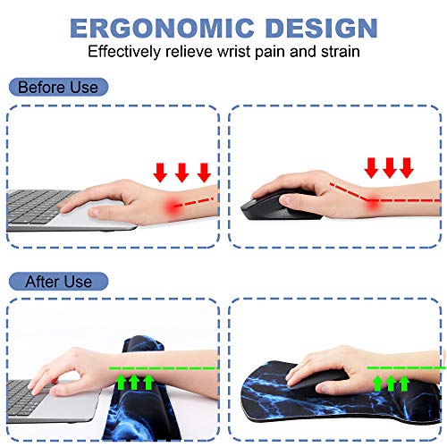 2in1 Keyboard Wrist Rest Pad & Ergonomic Mouse Pad with Wrist Support, Easy Typing, Pain Relief Mouse Mat with Non-Slip Backing, and Memory Foam Filled Gel Keyboard Pad for Home Office Computer Laptop - Thumbnail 3