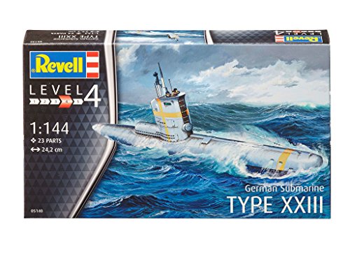 Revell 05140 12 Spielzeug Modellbausatz German Submarine Type XXIII im Maßstab 1:144, Level 4, grau – Bild 3