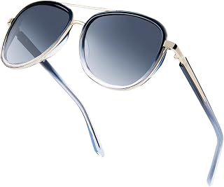 BIRCEN Acetate Polarized Sunglasses Womens: Luxury Aviators UV Protection | Hypoallergenic Trendy Sun Glasses for Fashion Ladies Travel & Driving - Anti Glare Mirrored Clear Lens for Eye Comfort