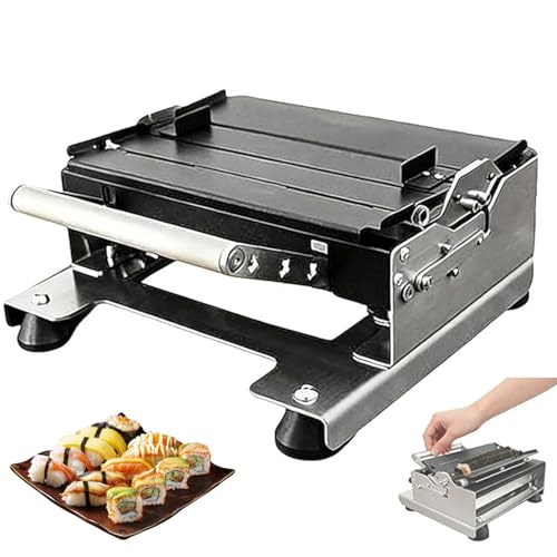 Máquina manual de sushi, molde de acero inoxidable con rebanador para bolas de arroz caseras y envolturas de algas marinas