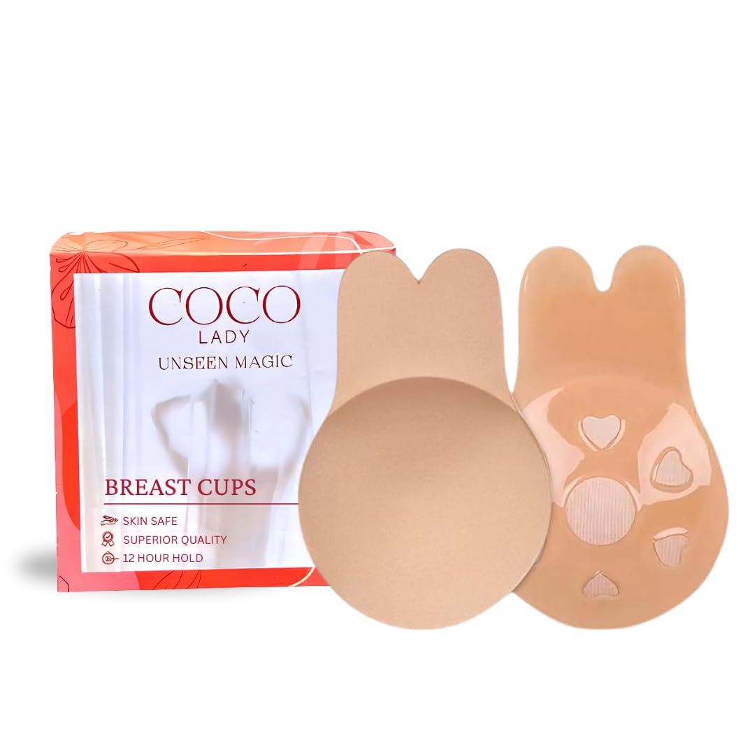 Premium Breast Lift Cups for Women | Cup Size: DD-F | Pushup Bra Pads for Boob Lift | Resuable, Skin Friendly, Sweatproof Nipple Covers | Nude, 2pcs
