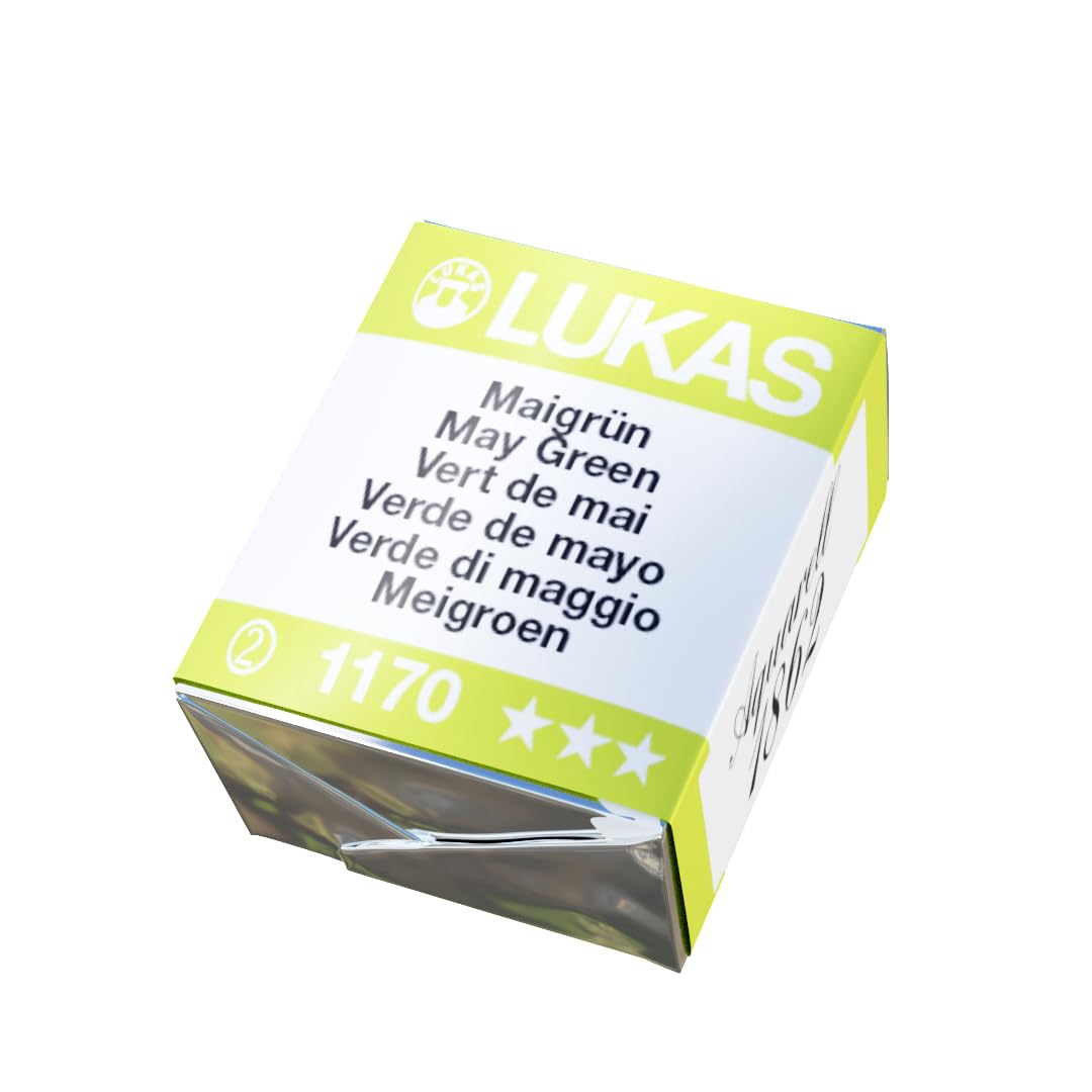 Lukas 1862 Aquarell Artists' Watercolor Pans, May Green Half Pan - Vibrant Professional Grade Watercolor Paint - Easy-to-Wet, Intense Color,