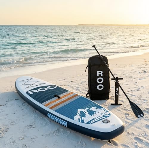 Image of Roc Inflatable Stand Up Paddle Board with Premium SUP Paddle Board Accessories, Wide Stable Design, Non-Slip Comfort Deck for Youth & Adults