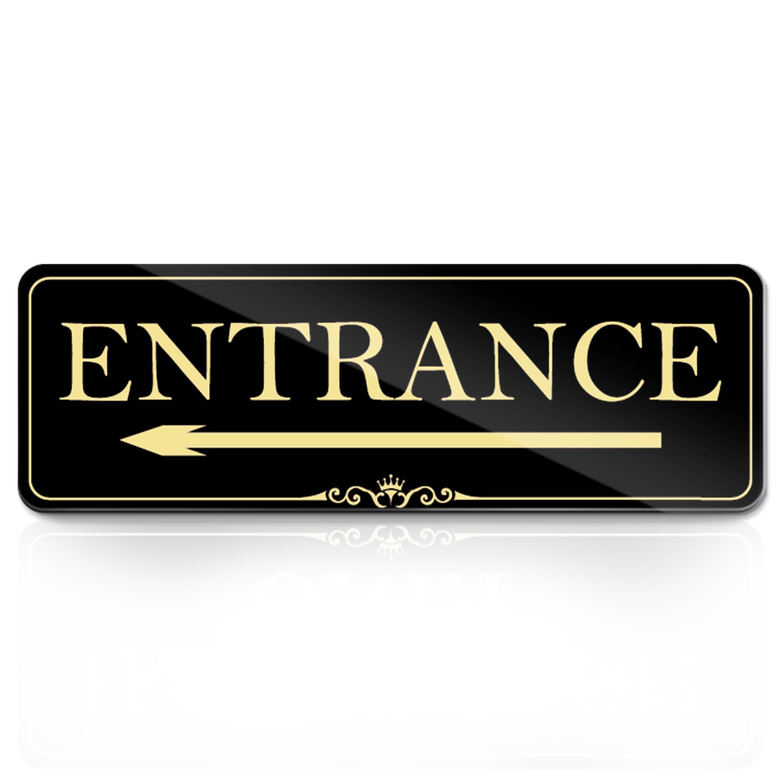 9x3 Inch Entrance SignLeft Arrow Acrylic Self-stick Door Wall Signage for Business Office Stores House (Royal Black)