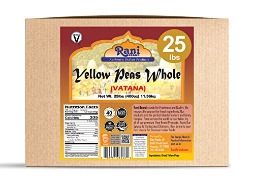 Image of Rani Yellow Peas Whole, Dried (Vatana, Matar) 400oz (25lbs) 11.36kg Bulk Box ~ All Natural | Vegan | Gluten Friendly | Product of USA