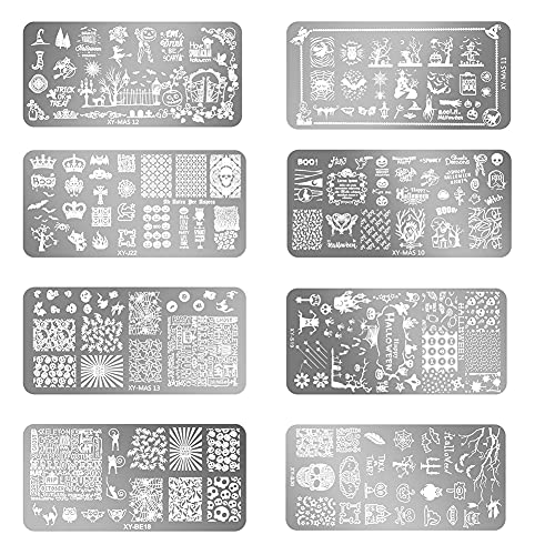 8Pcs Nail Stamping Plate, Maniküre Stempel Schablonen, Nail Art Plates Nagelstempel Maniküre Tool Kit für DIY…