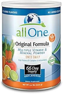 allOne Multiple Vitamin & Mineral Powder | Once Daily Multivitamin, 50+ Vitamins, Minerals, and Amino Acids w/B-Complex and Antioxidants | 8g Quality Protein | Gluten & Sugar Free (66 Servings)
