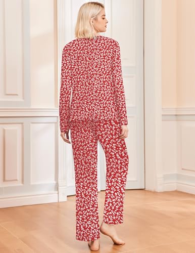Ekouaer Pajamas for Women Set Fall Long Sleeve Pjs 2 Piece Lounge Set Top & Pants with Pockets Soft Sleepwear S-XXL3