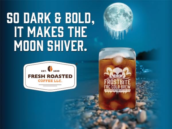 Image of Fresh Roasted Coffee, Organic Dark & Bold Frostbite Cold Brew Whole Bean Coffee, Dark Roast, USDA Organic, Kosher, 12 oz