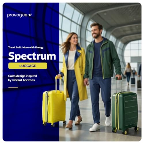 Image of Provogue Spectrum Hard-Sided PP Trolley Bag Set of 2 | Expandable Space with 8 Wheels Trolley Bags for Travel | Lightweight with Combination Lock | 5 Year Warranty (Sundrip Yellow)