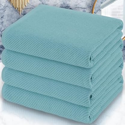 VOOVA & MOVAS Grüne Badetücher, luxuriöses 4-teiliges Geschenk-Set, groß, 76,2 x 142,2 cm, 100 % Baumwolle, dick, weich, schnell trocknend, Luxus-Handtuch-Set für Badezimmer, Pool und Spa,