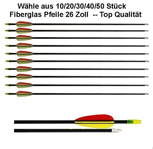 Hobby + Sports 10 Fibra de Vidrio Flechas / 26 Pulgadas/para Arcos Compuesto/Recurvo 10961