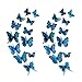 24PCS Butterfly Wall Decals Removable 3D Butterflies Decor for Wall Sticker Mural Stickers Home Decoration Kids Room Bedroom Decor (Double Layer-Blue/24PCS)