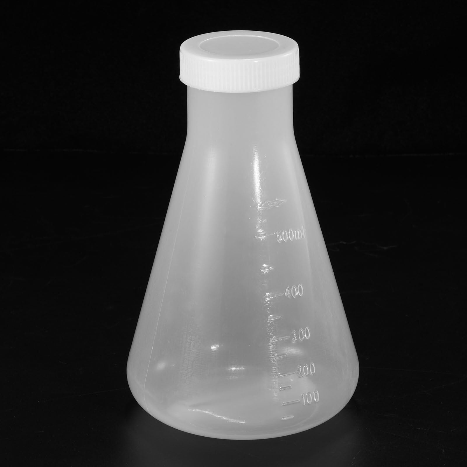 500ml Plastik-Erlenmeyerkolben mit Schraubverschluss, Schmalhals-Konuskolben für Labor, Klar(500ml)