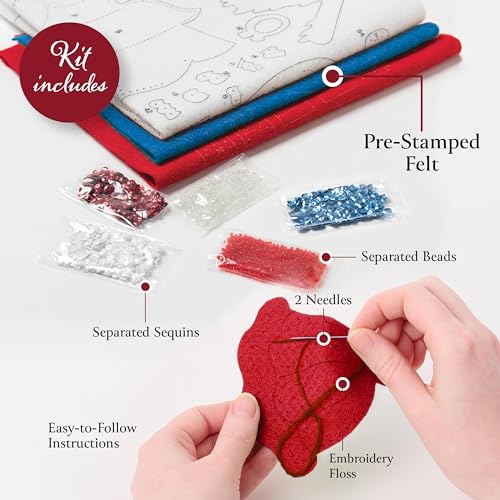 Image of Bucilla Felt Applique 6 Piece Ornament Making Kit, Red, White, & Blue Gnomes, Perfect for Holiday DIY Arts and Crafts, 89700E