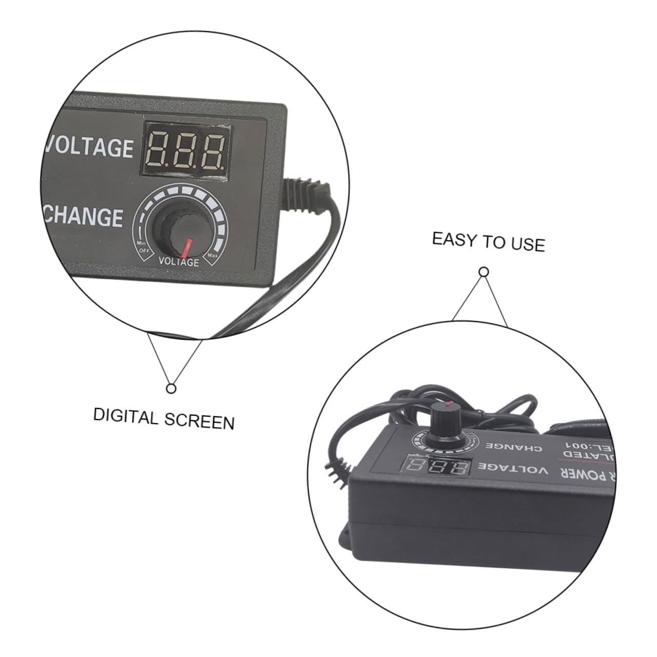 Adattatore di Alimentazione 72w 9-24v 3a Regolabile per Striscia LED con Schermo Digitale Spina UE Alimentatore per Dispositivi Elettronici