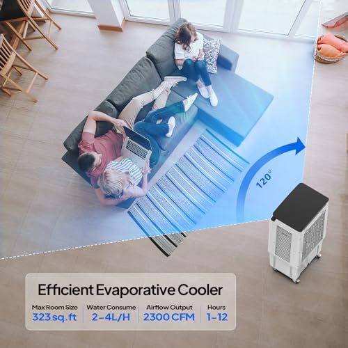 image for ROVSUN 2300CFM Portable Air Cooler, 7.9Gal/30L Evaporative Swamp Coole