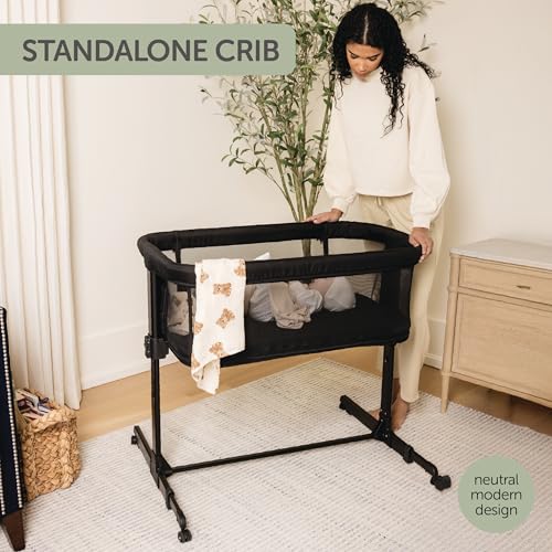 Image of KoolerThings 3 in 1 Baby Bassinet, Bedside Sleeper, & Playpen, Easy Folding Portable Crib (Black)- KoolaBaby (Mesh Bassinet)