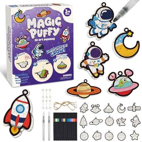 avtctek Magic Foam Texture Painting Kit - 3D Art Puffy Paint Kit 15 Mess-Free Ocean Paint by Number Craft for Kids Ages 3-10