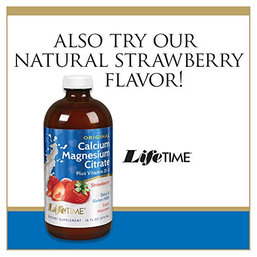 Lifetime High Potency Calcium Magnesium Citrate W/Vitamin D-3 | Bone & Muscle Support | Easy Absorption, Dairy & No Gluten | Blueberry | 16 Fl Oz #TOP4