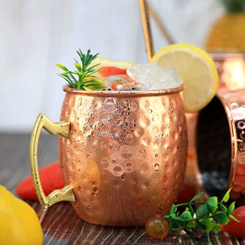 Moscow Mule Copper Mugs- Set Of 4 Copper Plated Stainless Steel Mug 18Oz, For Chilled Drinks (4 Pcs) #TOP3