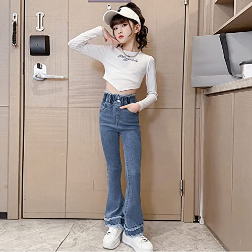 Little Girls Flared Jeans Children Elastic High Waisted Casual Trousers Stretch Bell Bottom Denim Pants3