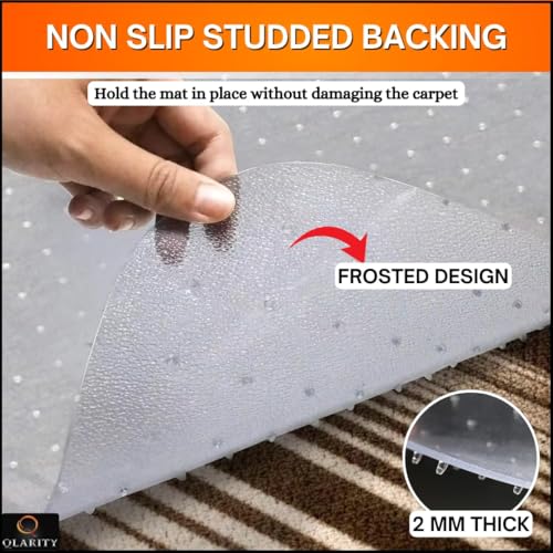 Image of Qlarity Covers Office Chair Mat for Hardwood, Tile & Laminate Floors | Frosted Floor Protector | Anti-Slip, Scratch Protection, Smooth Rolling (2mm, 45 x 53 Inch, Lip)