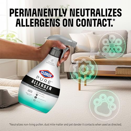 Image of Clorox PURE Allergen Neutralizer Fabric and Carpet Spray, Clean Breeze, 26 Fluid Ounces (Pack of 2)