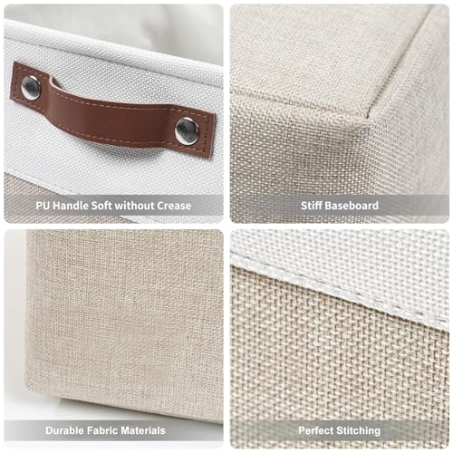 Bagnizer Collapsible Fabric Storage Cubes 11x11 Cube Storage Bins, 4 Pack Closet Baskets Box with Handles for Organizing, Shelf, Toys, Clothes, Home, Office, Nursery (Beige&White) - Image 5