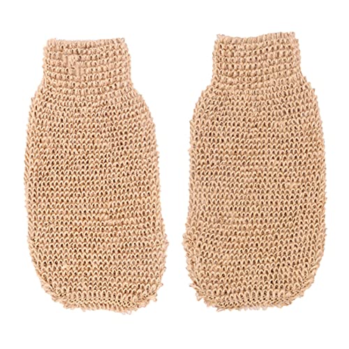 IWOWHERO 2 Piezas guantes para fregar guantes exfoliantes esponja exfoliante exfoliación corporal accesorio baño cuerpo guante de baño guante de cepillo corporal yute de ramio Beige